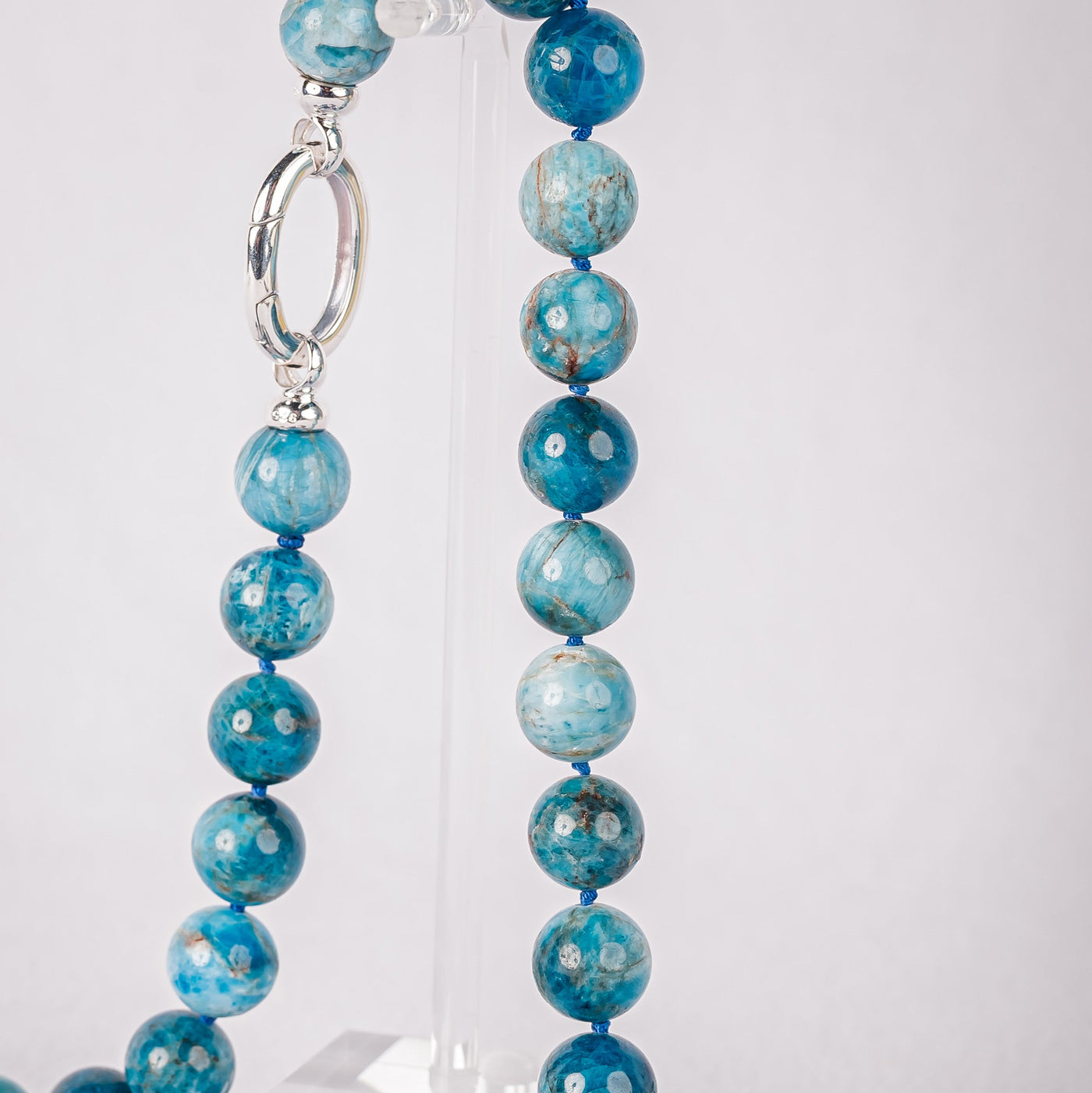 Apatite and White Baroque Pearl Necklace