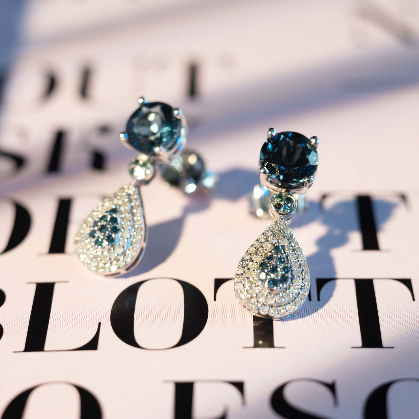 Blue and white diamond Earrings