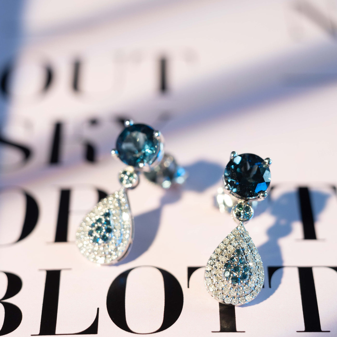 Blue and white diamond Earrings