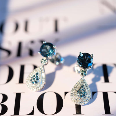 Blue and white diamond Earrings