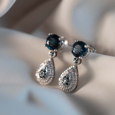 Blue and white diamond Earrings