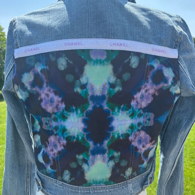 Purple & Black Scarf Jean Jacket - S/M
