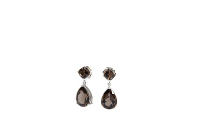Double Drop Earrings - Smokey Topaz