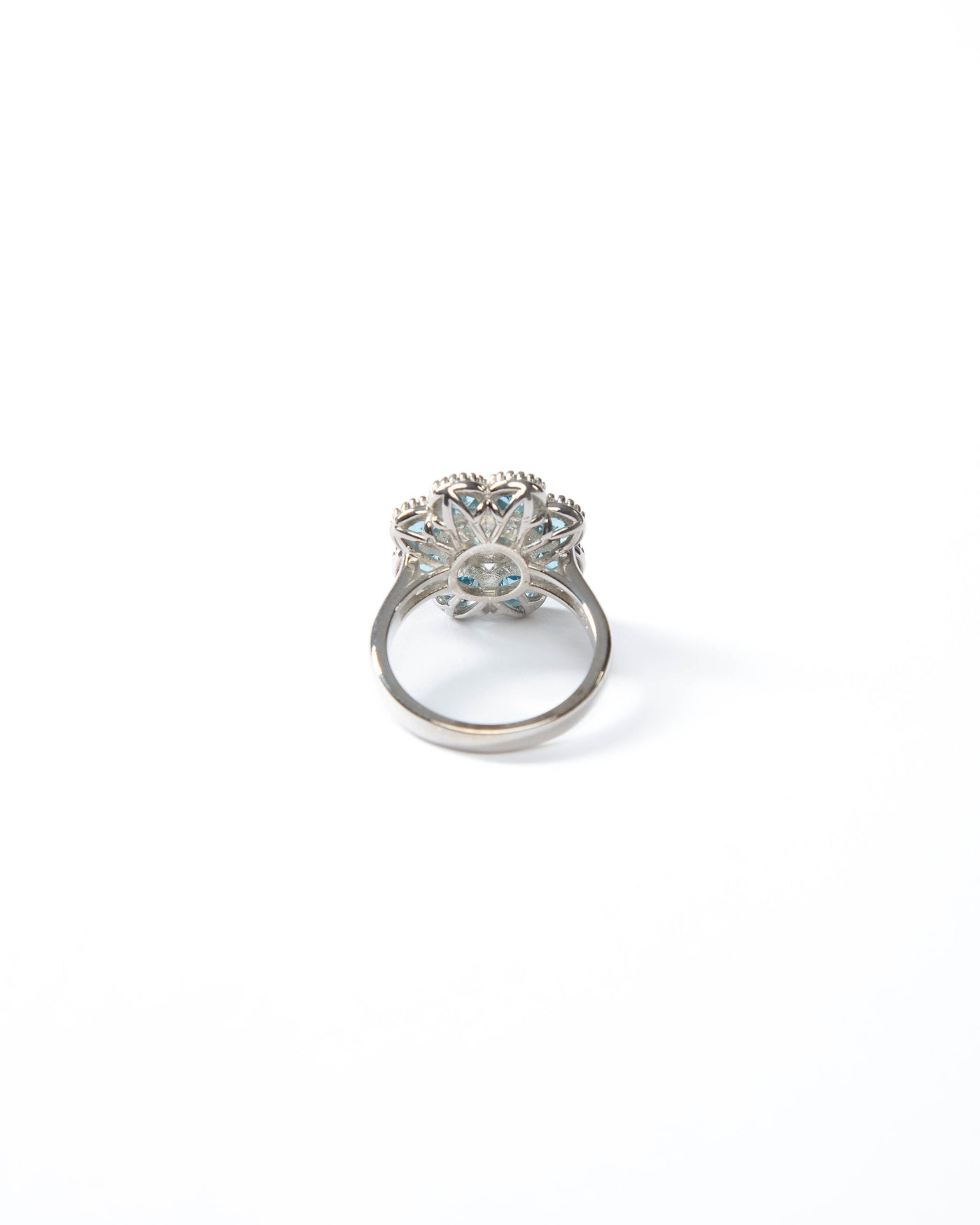 Blue Bloom Ring - Moissanite & Topaz