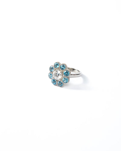 Blue Bloom Ring - Moissanite & Topaz