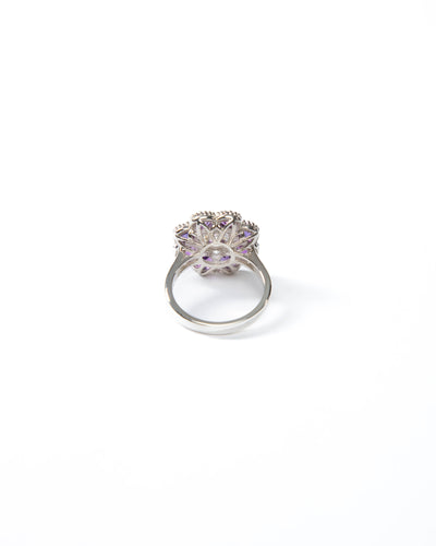 Purple Bloom Ring - Moissanite & Amethyst