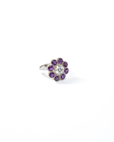 Purple Bloom Ring - Moissanite & Amethyst