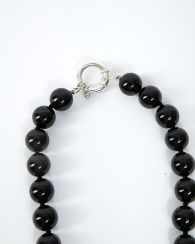Black Onyx Necklace - Sterling Silver Clasp