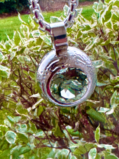 Green Amethyst Pendant Necklace - Sterling Silver