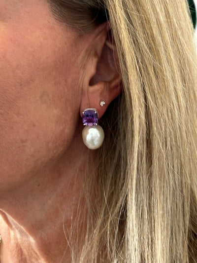 Baroque Pearl & Citrine Earrings