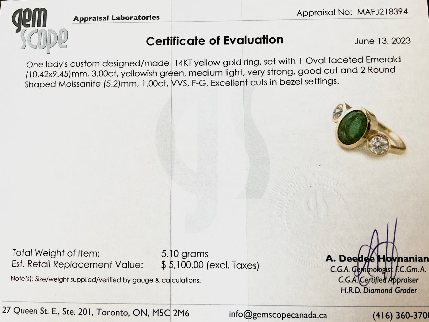 3ct Colombian Emerald & Moissanite Ring - 14k Yellow Gold