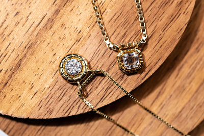 1ct Round Pendant Necklace - 10k Yellow Gold