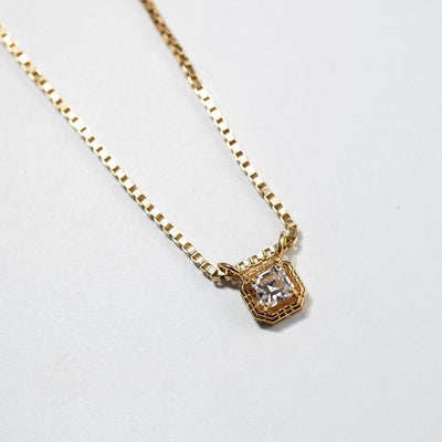 1ct Square Pendant Necklace - 10k Yellow Gold