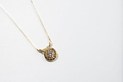 1ct Round Pendant Necklace - 10k Yellow Gold