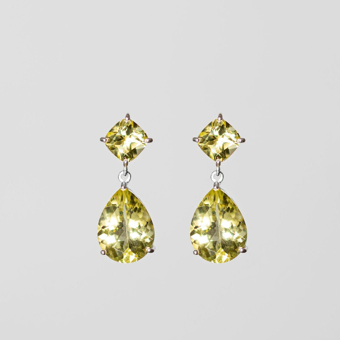 7ct Lemon Quartz Drop Earrings – Sterling Silver
