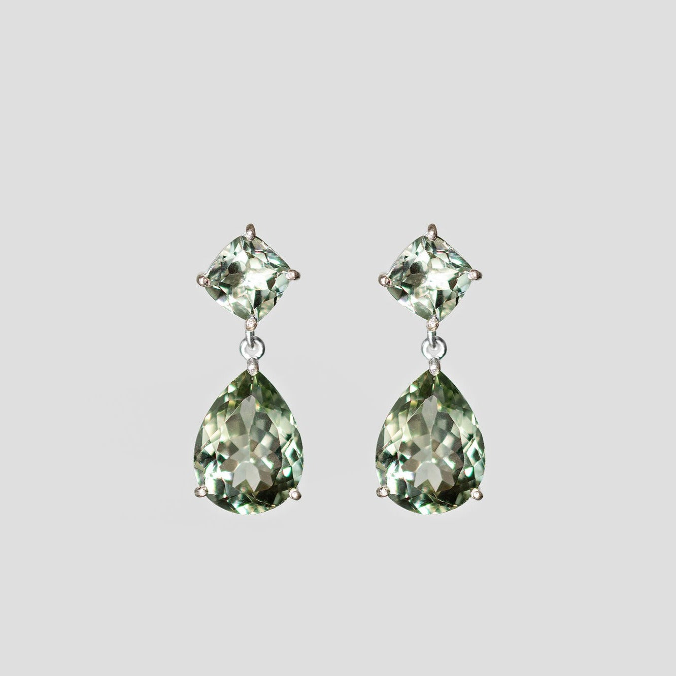 7ct Green Amethyst Drop Earrings – Sterling Silver