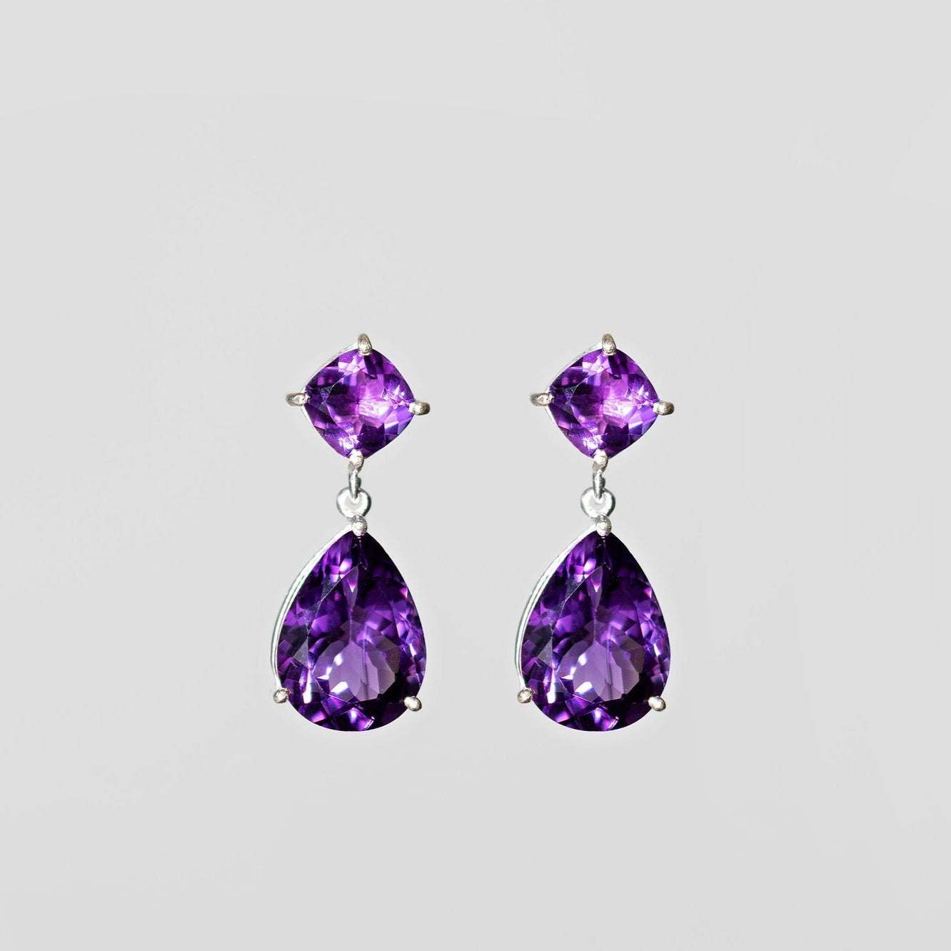 7ct Purple Amethyst Drop Earrings – Sterling Silver