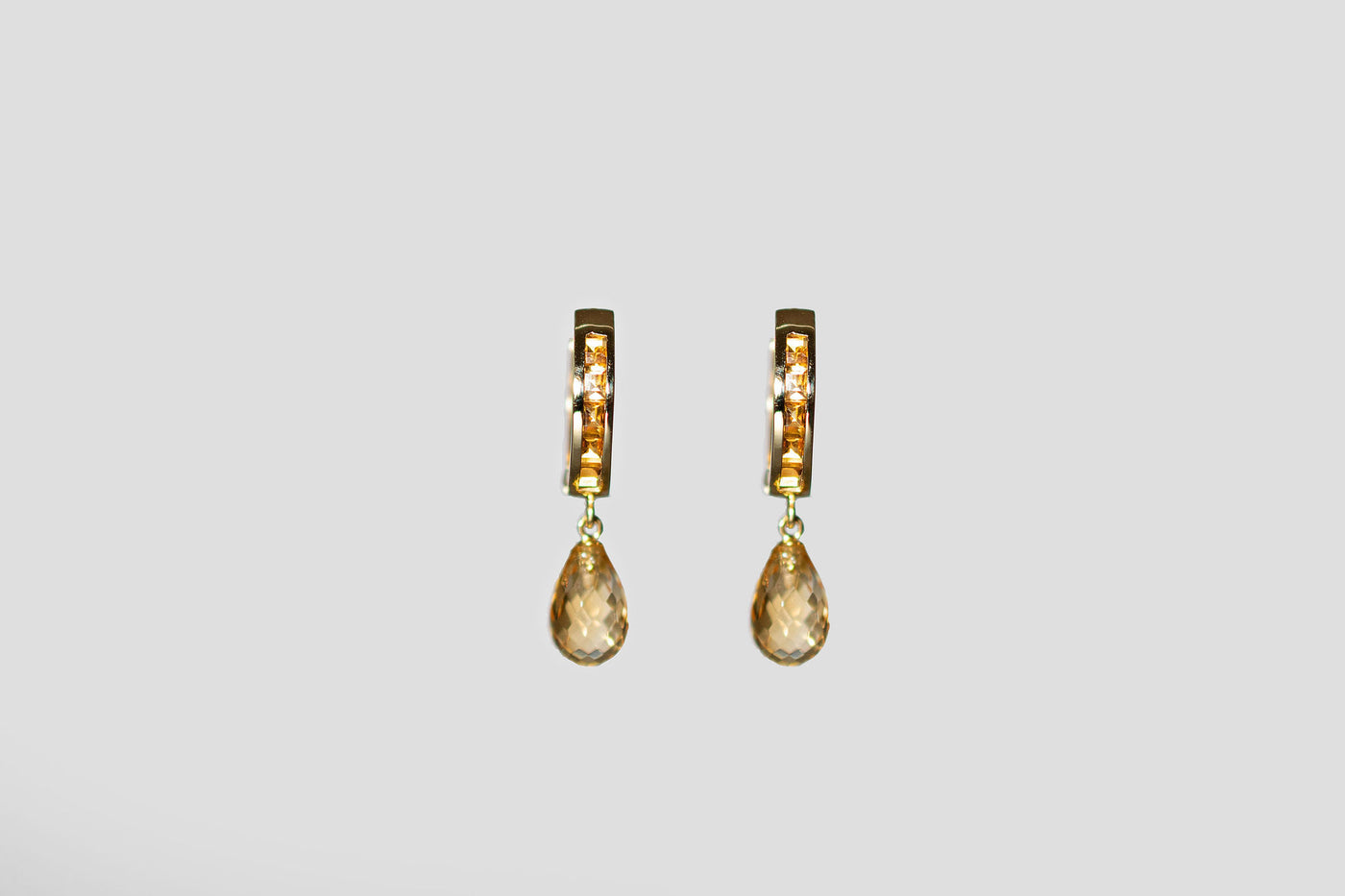 Pear-drop Citrine Dangle Earrings – 14k Yellow Gold