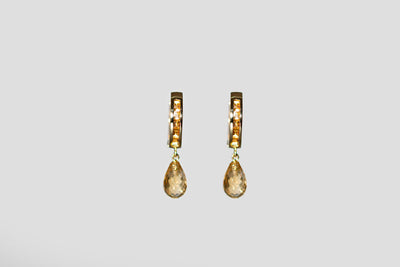 Pear-drop Citrine Dangle Earrings – 14k Yellow Gold