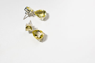 7ct Lemon Quartz Drop Earrings – Sterling Silver