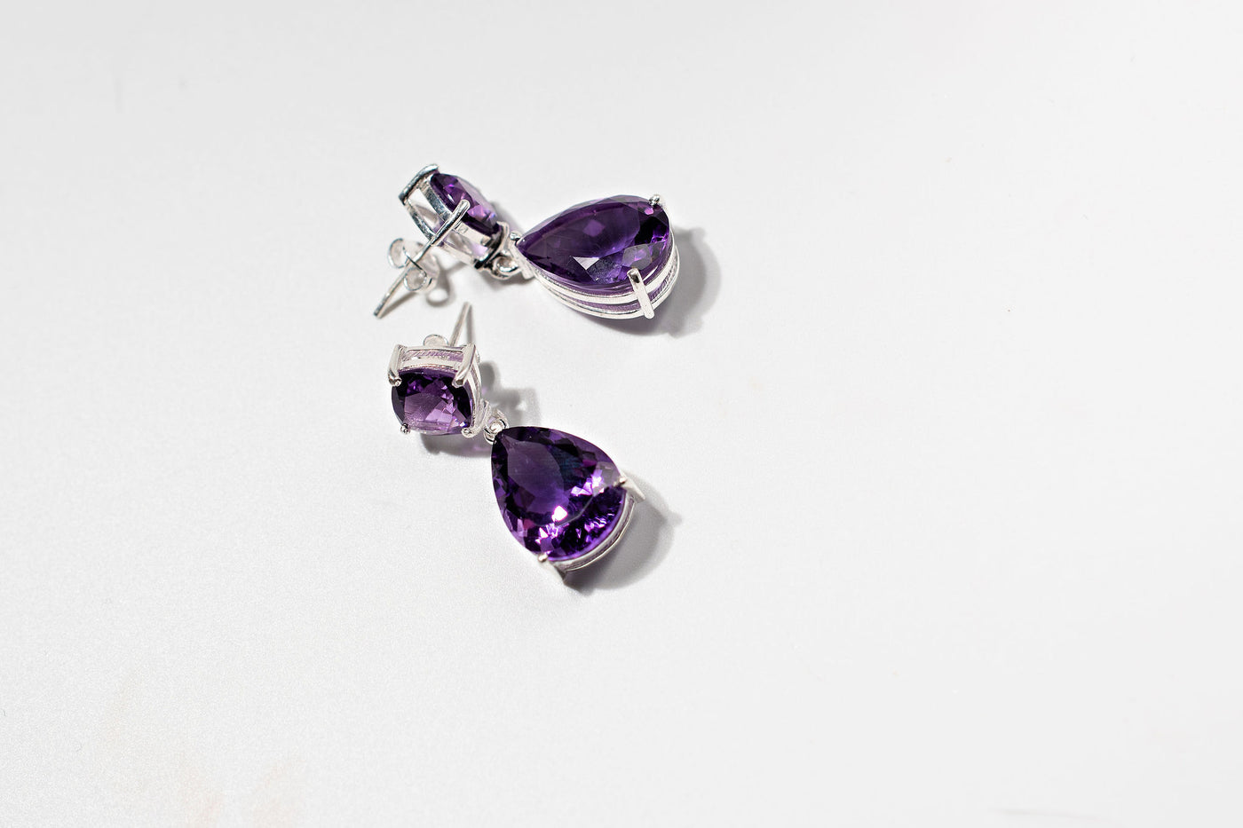 7ct Purple Amethyst Drop Earrings – Sterling Silver