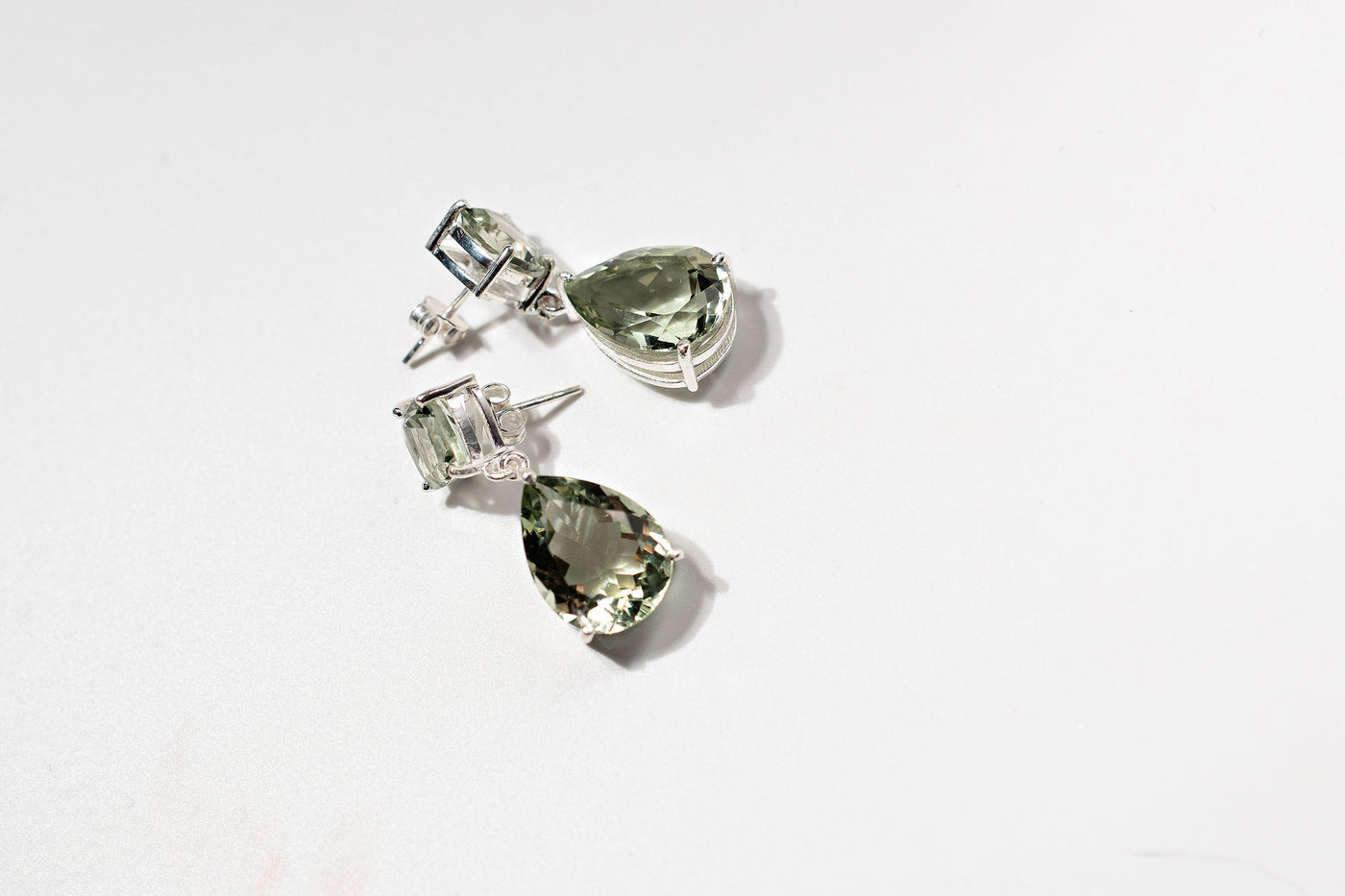 7ct Green Amethyst Drop Earrings – Sterling Silver