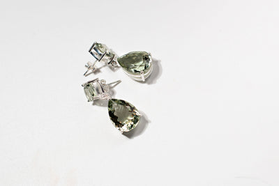 7ct Green Amethyst Drop Earrings – Sterling Silver