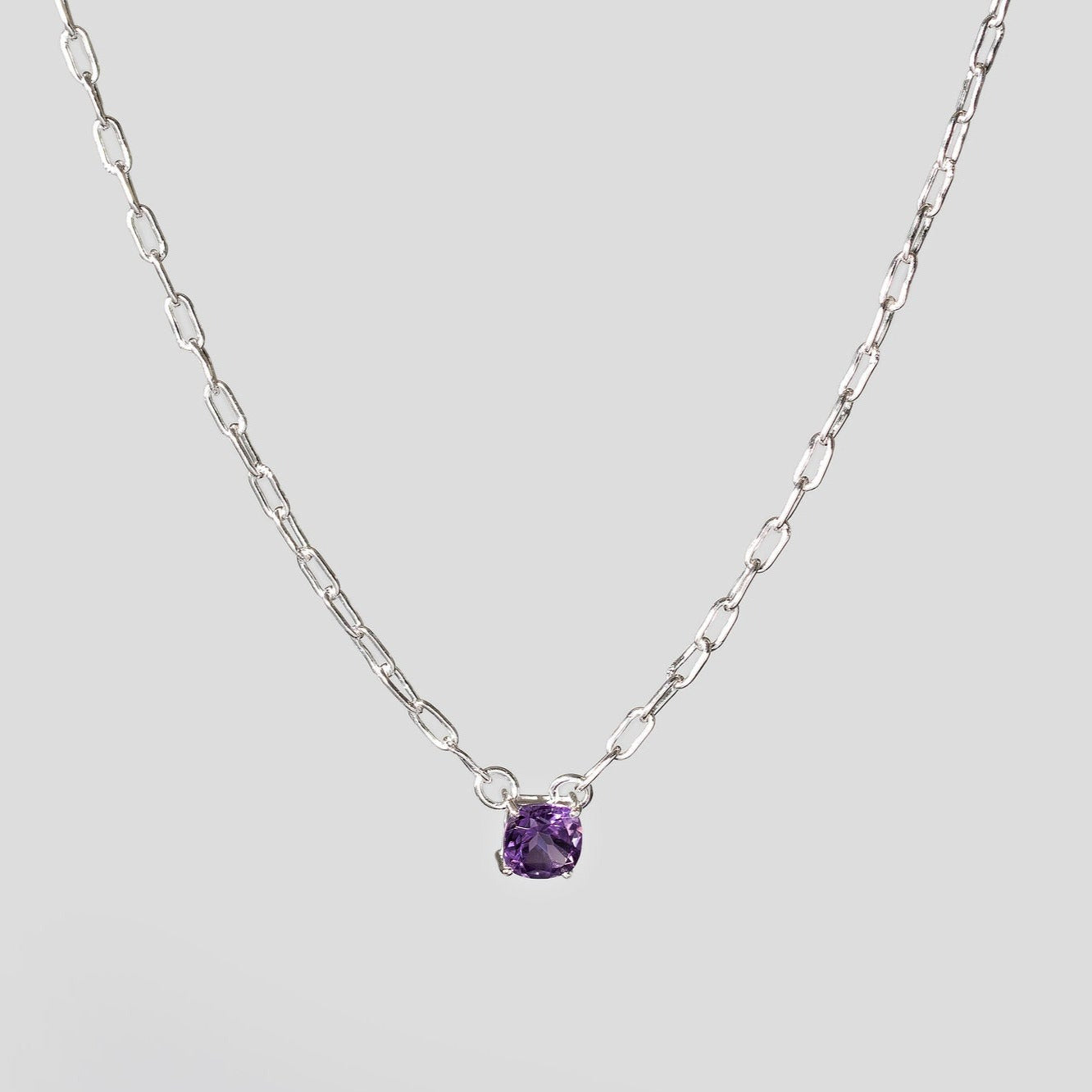 purple amethyst paperclip necklace 