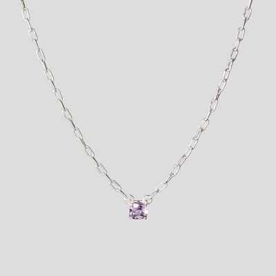 1ct Pink/Lavender Amethyst Paperclip Necklace: Sterling Silver Adjustable