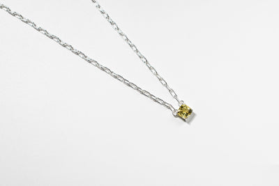 1ct Lemon Quartz Paperclip Necklace: Sterling Silver Adjustable