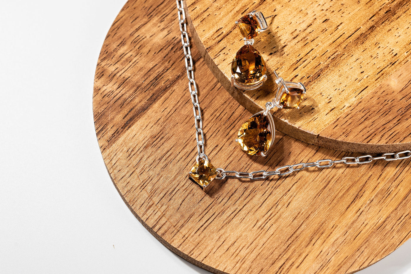 1ct Citrine Paperclip Necklace: Sterling Silver Adjustable