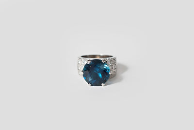 London Blue Topaz with Diamonds - 14k White Gold