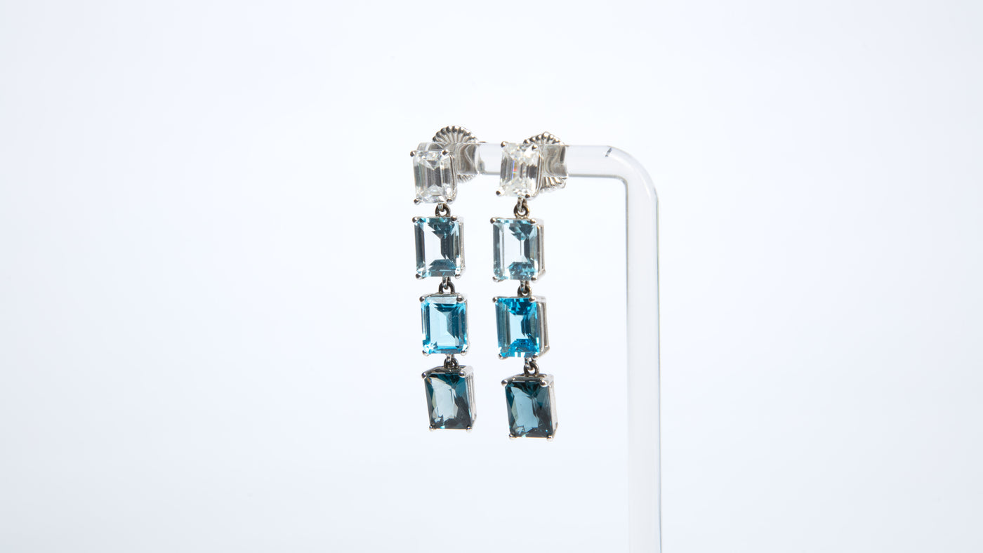 Blue Hues Drop earrings - Topaz’s & Sterling Silver