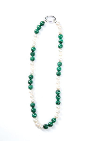 Three Three Malachite & Pearl Necklace