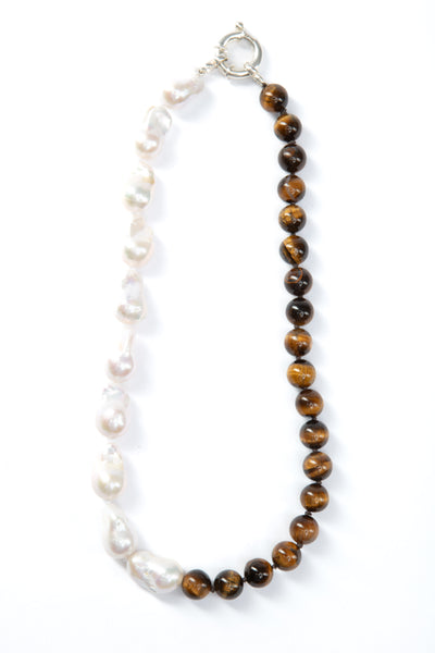 Half Tiger - Baroque Pearl Necklace 18 inch