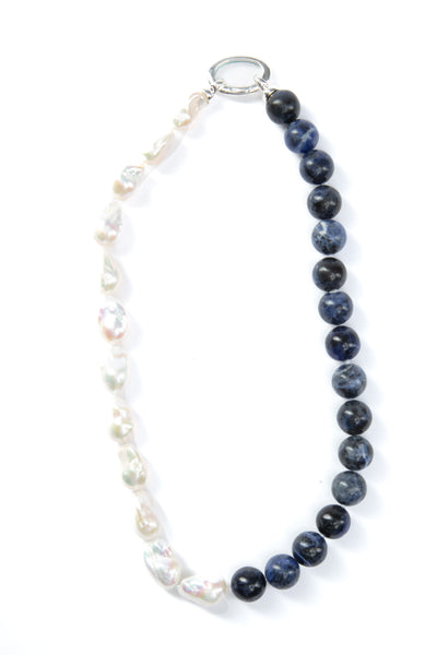 Half Blue Baroque Necklace