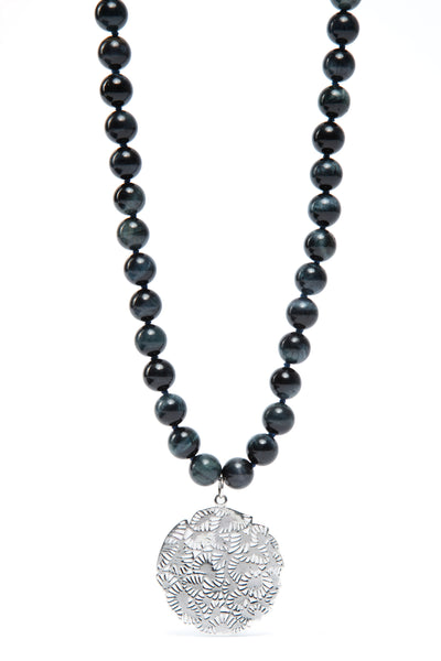 Fan Necklace - Stone Blue Tiger Eye