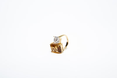 Citrine & Moissanite Solid Gold Cocktail Ring