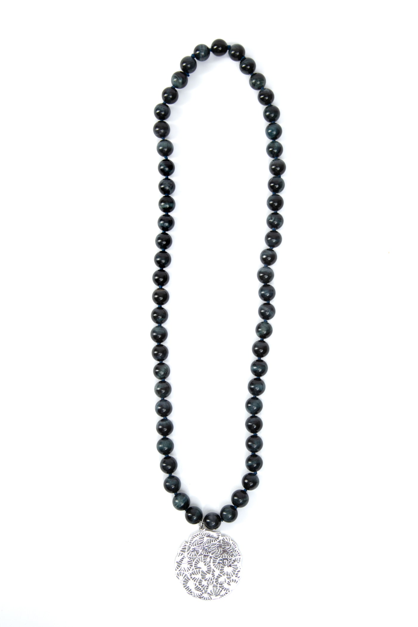 Fan Necklace - Stone Blue Tiger Eye