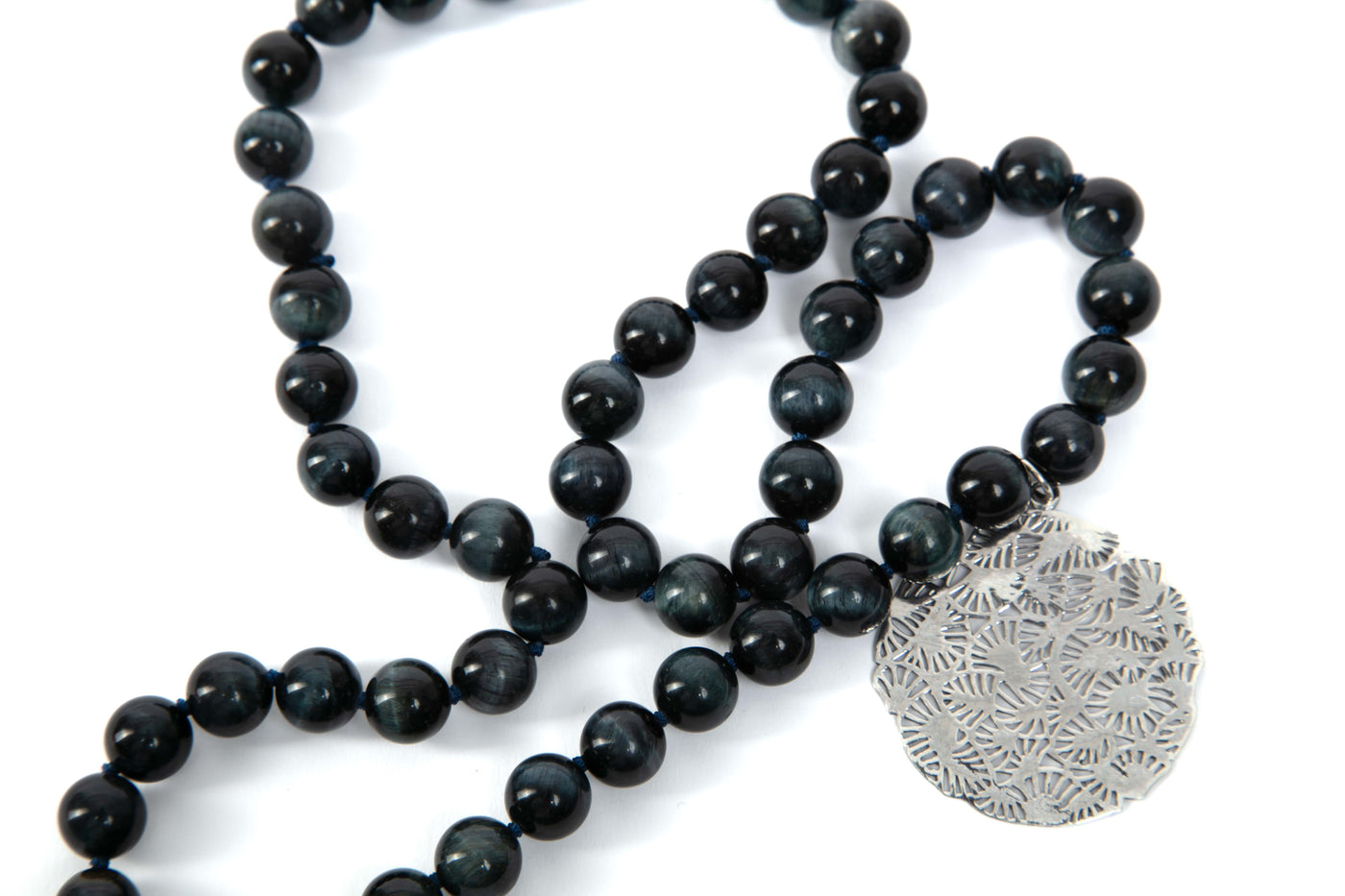 Fan Necklace - Stone Blue Tiger Eye