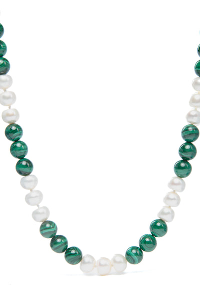 Three Three Malachite & Pearl Necklace