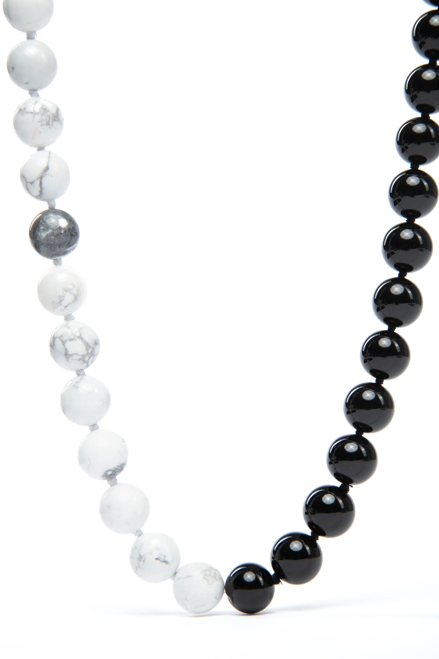 Black & Black Onyx and Howlite Necklace - Grey Accent