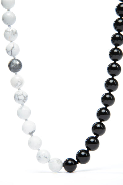 Black & Black Onyx and Howlite Necklace - Grey Accent