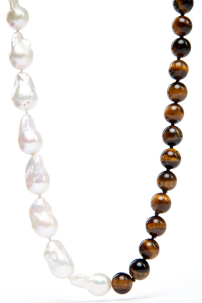 Half Tiger - Baroque Pearl Necklace 18 inch