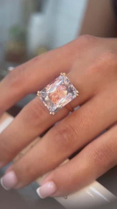 20ct Pink Kunzite Cocktail Ring - 10k Rose Gold