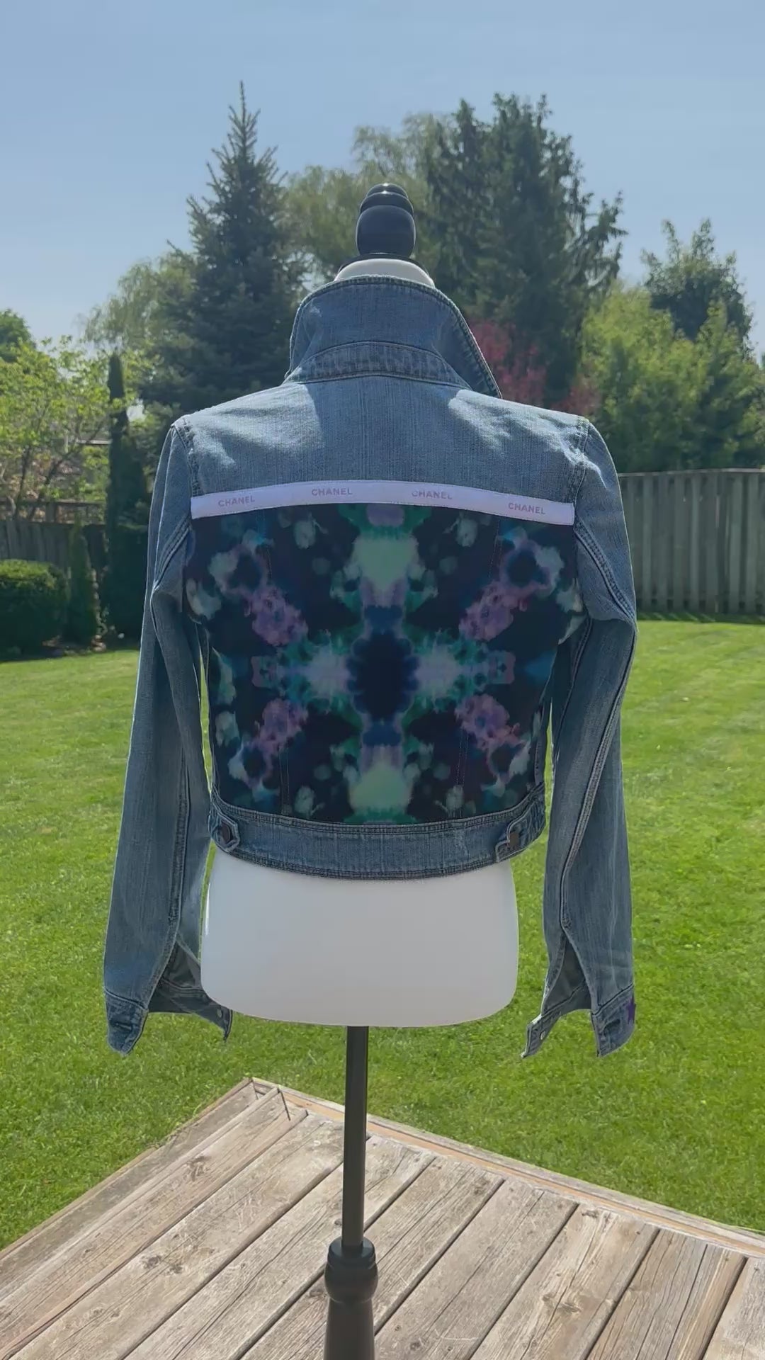 Purple & Black Scarf Jean Jacket - S/M