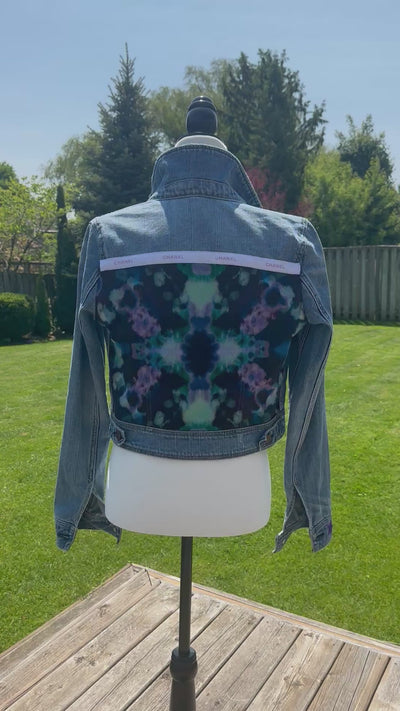 Purple & Black Scarf Jean Jacket - S/M