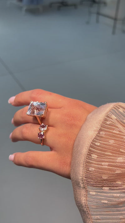 20ct Pink Kunzite Cocktail Ring - 10k Rose Gold