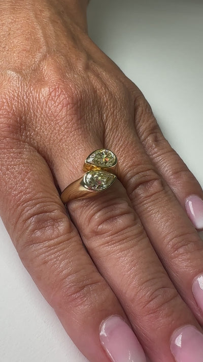 2ct Bypass Ring – 14k Gold Yellow Moissanite