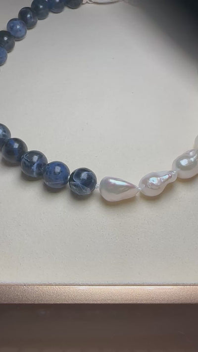 Half Blue Baroque Necklace